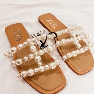 NWT ZARA PEARL SANDALS. NEW WITH TAG!